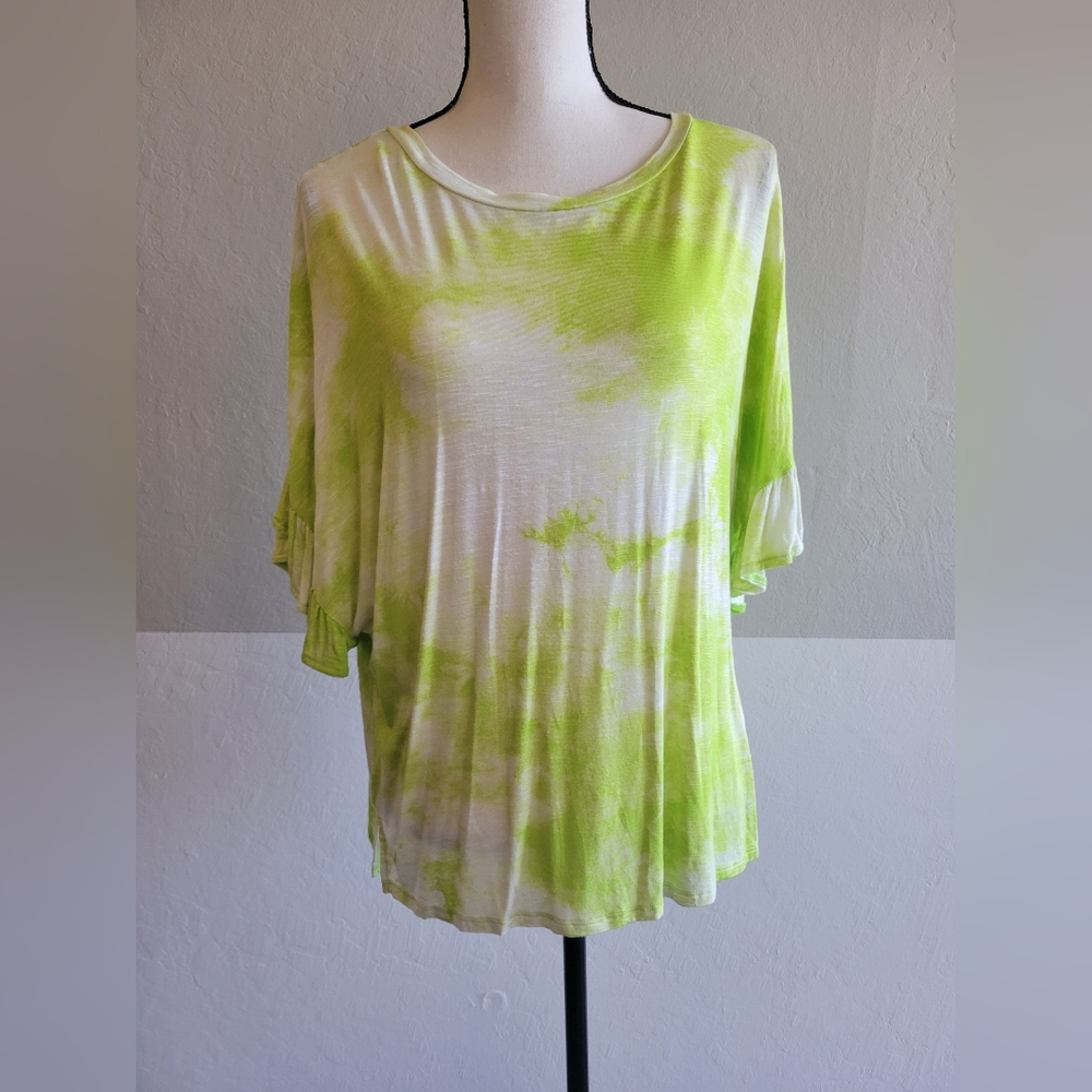LuLaRoe Dahl Crop Top Green White Size L